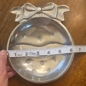 Vintage Pewter Christmas Ornament Candy Dish